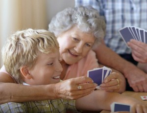 grandmother playing cards